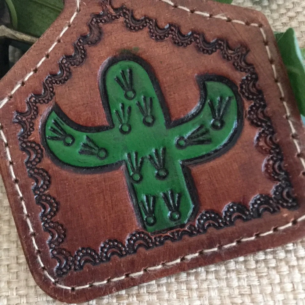 NWT Myra Bag Succulent Hand-Tooled Leather Key Fob Key Chain Bag Charm